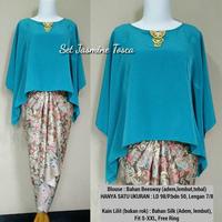 Gambar Kebaya Modern Batwing Biru Tosca - SET TOSCA dari Batik Kebaya Modern undefined 1 Tokopedia
