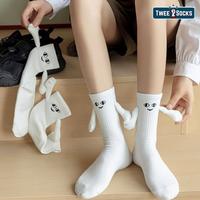Gambar Twee Socks - Magnetic I Kaos Kaki Magnet Best Friend Couple Panjang Hand in Hand Motif Gandengan - Smiley Hitam dari Twee Socks undefined 1 Tokopedia