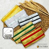Gambar Sabuk Ikat Pinggang Pabbekkeng Adat Bugis Makassar Motif Garis PBK-1 - Merah-Gold dari Tenun Sengkang undefined 1 Tokopedia