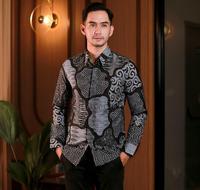 Gambar Baju batik pria lengan panjang masa kini motif modern harga grosir - DASI COKLAT, M dari Kemeja Batik Damiana undefined 4 Tokopedia