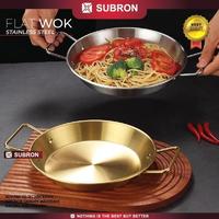 Gambar SUBRON Flat Wok Wajan Korea Piring Saji 28 Cm Stainless Gold Silver - Gold dari Home Electro undefined 1 Tokopedia
