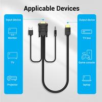 Gambar Vention Kabel HDMI to VGA Full HD with Audio and Power Supply - ABI - 1m dari ST-Toms.co undefined 3 Tokopedia