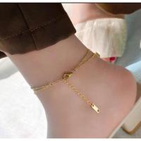 Gambar Gelang Kaki Wanita Desaign Kupu-Kupu 2 Layer Gelang Titanium Wanita Asli Original Anti Karat Tidak Luntur Gelang Wanita - Gold dari fikribunga undefined 3 Tokopedia