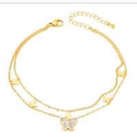 Gambar Gelang Kaki Wanita Desaign Kupu-Kupu 2 Layer Gelang Titanium Wanita Asli Original Anti Karat Tidak Luntur Gelang Wanita - Gold dari fikribunga undefined 5 Tokopedia