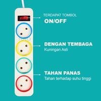 Gambar Stopkontak Kabel Gepeng Warna ON/OFF Cahaya 1,5M/3M/5M Dengan 3 Lubang - 1,5 M/3 LUBANG dari yoralita shop undefined 5 Tokopedia