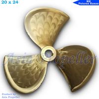 Gambar Propeller / Baling baling kapal Kuningan ukuran 20 x 24 RH 3 Daun - Asia Propeller - 1 ½ inch dari Asia Propeller undefined 4 Tokopedia