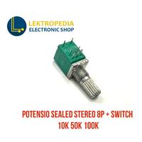 Gambar Sealed Potensio Stereo + SWITCH 8P 10K 50K 100K Potensiometer Hijau 097 RV097 RK097 Potentiometer - 100K dari Lektropedia undefined 1 Tokopedia