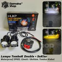 Gambar Lampu Tembak Sorot  Laser Led Motor Waterproof D2 Double Saklar Tembus Kabut Hujan Alumunium Alloy 2 Mode Warna Kuning Dekat Putih Jauh IP65 Lampu Led dari Remake Shop undefined 1 Tokopedia