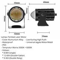 Gambar Lampu Tembak Sorot  Laser Led Motor Waterproof D2 Double Saklar Tembus Kabut Hujan Alumunium Alloy 2 Mode Warna Kuning Dekat Putih Jauh IP65 Lampu Led dari Remake Shop undefined 4 Tokopedia