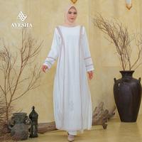 Gambar [ AYESHA ] Gamis Putih Wanita Abaya Turkey Mewah Elegan Premium 044 - Renda Krem, L dari ayesha abaya undefined 5 Tokopedia