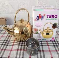 Gambar GSF Teko Stainless Emas Teko Kettle 1 Liter + Filter Saringan Teh 3514 dari Home Electro undefined 1 Tokopedia