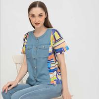 Gambar *Ready Stok* SISTER'S - Atasan Katun Kombi Denim Y6321 (ZE) - Pink, L dari Sisters Fashion Group undefined 5 Tokopedia
