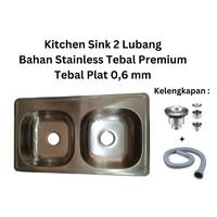 Gambar Bak Cuci Piring / BCP / Kitchen Sink Stainless Double 2 Lubang 83×48×15cm Kualitas Premium Bahan Tebal Murah Cuci Gudang Diskon Habiskan Barang dari Win Store Online undefined 2 Tokopedia