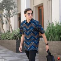 Gambar BATIK MURAH KEMEJA PRIA BATIK SONGKET PEKALONGAN - MAHKOTA ABU, XL dari Batik Quraish undefined 4 Tokopedia