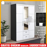 Gambar Lemari Pakaian 3 Pintu Cermin Laci Minimalis Putih dari Trio Jaya 2 Furniture undefined 3 Tokopedia