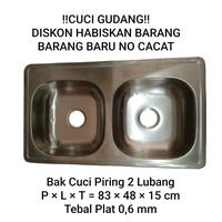 Gambar Bak Cuci Piring / BCP / Kitchen Sink Stainless Double 2 Lubang 83×48×15cm Kualitas Premium Bahan Tebal Murah Cuci Gudang Diskon Habiskan Barang dari Win Store Online undefined 1 Tokopedia