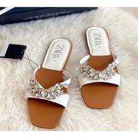 Gambar Sandal Wanita ZS 101 Flat Rhinestones Sandal Wanita Sandal Flat Wanita - Black, 35 dari Misellia Shoes undefined 5 Tokopedia