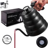 Gambar Kettle Stainless Gooseneck Dengan Termometer Teko Leher Angsa V60 1.0L - Stainless Biasa dari Babyliss Master undefined 4 Tokopedia