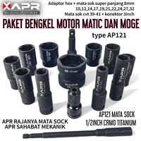 Gambar APR PROMO COD RAJA Mata Sok Impact Wrench 8mm-32mm XAPR CVT EDITION SOCK SET CRMO TITANIUM AP121 Paket Bengkel Motor Matic & Moge Adaptor Hex Mata Sok Super Panjang 8mm-32mm Segi Enam Edisi Khusus Mekanik Bengkel dari raya teknik undefined 1 Tokopedia