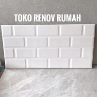 Gambar Mega Keramik 25X50 Keramik Dinding Keramik Bata Kilap (Glossy-Timbul)/ Keramik Dinding Kamar Mandi/ Keramik Dinding Dapur/ Keramik Motif Bevel Putih/ Keramik Motif Bata Putih dari Chairinnisal Tokko undefined 3 Tokopedia