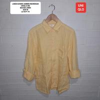 Gambar KEMEJA LINEN UNIQLO ORI OREN KEKUNINGAN/AMBER SIZE  M dari revilaixstore undefined 1 Tokopedia