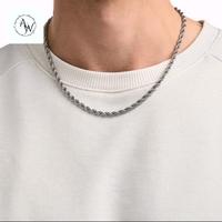 Gambar KALUNG TITANIUM PRIA DAN WANITA SILVER MODEL TAMBANG/ KALUNG PRIA MACH - Silver, 60 cm dari A.W Accesories undefined 2 Tokopedia