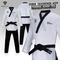 Gambar Seragam Poomsae Dobok Taekwondo Senior Pria Taekwondo Hook Kerah Hitam - POOMSAE SENIOR, 160 dari Indofight undefined 1 Tokopedia