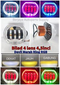 Gambar Lampu Tembak LED Projie Biled + Shroud RGB 4 Lensa Dengan Devil Eye Original Super Terang High Low 40Watt dari Berjaya Autolight Medan undefined 1 Tokopedia
