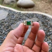 Gambar Cincin Silver Batu Hijau Mewah / Cincin Pria Titanium Batu Zirkon Sintetis Simple Elegant / Green Signet Synthetic Rhinestones Ring Import / Aksesoris Pria Laki Cowok Biker Punk Classic Vintage Retro Fashion Accessories Men Big Ring Elegant Premium Luxury - 7 dari Shine Glamour undefined 4 Tokopedia