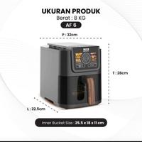 Gambar MITO Air Frayer AF6 Smart Air Frayer Digital 5 Liter - Hitam dari Kitchenlin undefined 4 Tokopedia