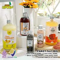 Gambar SUUR LEMOEN Bekasi Paket Diet dan Detox 5in1 - Paket Hemat Cuka Apel, Sari Lemon, Chia Seed, Madu Hutan, Garam Himalaya dari Suur Lemoen Bekasi undefined 1 Tokopedia