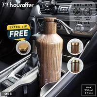 Gambar Botol Thermos Premium Wood HR-103 Tumbler Stainless 750 Ml Leak Proof - Blackgrey dari Ollahomeliving undefined 3 Tokopedia