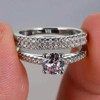 Gambar Luxury Female 2pcs Small Round White Zircon Stone Ring Set Promise Gold Color Wedding Engagement Jewelry For Women - Gold Color, 5 dari Papira undefined 3 Tokopedia
