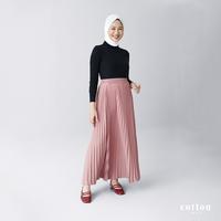 Gambar Cotton Inch - Kalula Rok Plisket Panjang Wanita White - Dusty Blue, All Size dari COTTON INSTYLE OFFICIAL SHOP undefined 3 Tokopedia
