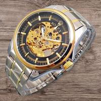 Gambar Jam Tangan Pria Keren New AUTOMATIC SKELETON Mesin Transparan Premium - Silv Combi Gold dari Chelsea Watchs undefined 2 Tokopedia
