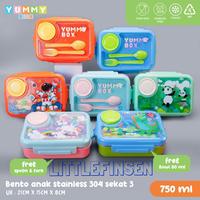 Gambar lunch box stainless sekat 3 dengan tempat saos/kotak makan dino - Panda dari Littlefinsen undefined 1 Tokopedia
