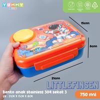 Gambar lunch box stainless sekat 3 dengan tempat saos/kotak makan dino - Panda dari Littlefinsen undefined 2 Tokopedia