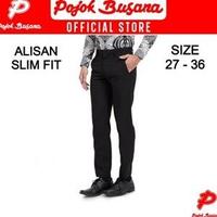 Gambar Pojok Busana Celana Panjang Formal Alisan Slim Fit Pria Original Best Seller - Hitam, 30 dari Megan Putra undefined 2 Tokopedia