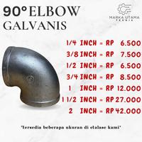 Gambar Elbow Galvanis Besi Drat Dalam Keni / Knie / Knee Galvanize 1/4" 3/8" 1/2" 3/4" 1" 2" inch BSPT - 1/4 dari Marka Utama Teknik undefined 1 Tokopedia