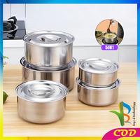 Gambar [COD] RB C1232 Stock Pot 5IN1 Panci Set Stainless Steel dengan Tutup Serbaguna / Rantang Susun Mangkok Sup Bowl Makanan Sayuran Panci Sup Multifungsi - SILVER - 5IN1 dari RB TOYS AND TECHNOLOGY undefined 1 Tokopedia