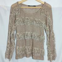 Gambar Import Rajut Rumbai Unik Size L XL Tassel Jumbo Tali Artis Model Rame Ruffle Tasel Rombe Hiasan CANTIK Fashion High Baju Atasan Wanita Dewasa Coksu Coklat Susu Pastel Cewek Bumi PL preloved second seken bekas murah Knit Jaring dari Shop With KAVIN undefined 2 Tokopedia