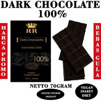 Gambar RR Chocolate Bar Dark  100%, 92%, 82%, 72%, 62%. Netto 70gram. Diabet, Diet, Vegan! Sugar Free dan Less Sugar. - Dark 100% dari RR KING Chocolate Store undefined 5 Tokopedia