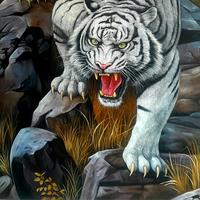Gambar Lukisan harimau putih oil on canvas ukuran besar 3x1,6meter karya suherman dari Khans gallery undefined 2 Tokopedia