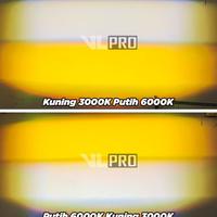 Gambar Mini Projie VLPRO X1 PLUS Blue Lens Original 50W 2 Warna Bi-LED Laser Putih Kuning 12V 24V Hi-Low Lampu LED Jauh Dekat Double Color Tembus Hujan Kabut Foglamp Headlight Projector Tembak Sorot Waterproof NO Beebot Duromoto Vahid Aes Pro7 Mobil Motor bx12 - Kuning-Putih dari Dark Official undefined 1 Tokopedia