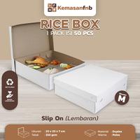 Gambar Paper Rice Box / Kotak Nasi / Box Nasi [Slip On] 1 Pack Isi 50 Pcs Duplex 350gr ukuran M dari Kemasanfnb undefined 1 Tokopedia