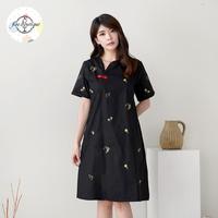 Gambar Mei Li dress - dress terusan wanita bordir bunga merah maroon cotton stretch imlek cny edition - Merah dari Floo Boutique undefined 3 Tokopedia