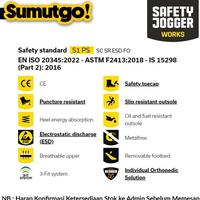 Gambar Safety Jogger Modulo S1Ps Low Perf Hitam Original / Safety Shoes Keren Modis / Sepatu Kerja Pabrik Kebun Pengawas Konstruksi Tracking Trekking Surveyor Kontraktor Tambang Touring Motor Biker dari tomedan undefined 2 Tokopedia