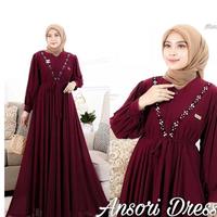 Gambar SET BAJU GAMIS WANITA JUBAH WANITA PAKAIAN CEWEK FASHION MUSLIM TERBAR - Maroon dari officialsari undefined 3 Tokopedia
