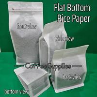 Gambar Grosir 100pcs Flat Bottom Rice Paper S Coffee Packaging 250g kemasan kopi 200g valve non valve pocket zipper white craft paper kertas kraft - Dengan +VALVE dari Coffee Supplies undefined 3 Tokopedia