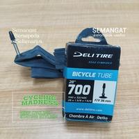 Gambar BAN DALAM SEPEDA rute GRAVEL Deli Tire/DeliTire buat ban luar 700x35c / 700 x 35c / 700X35C / 700 X 35C / 700CX35C / 700C X 35. Presta Valve/Pentil Kecil/French Valve 36mm/60mm. Fit & proper buat BAN LUAR SEPEDA MAXXIS Larsen Mimo CX - DeliTr/FV/36mm, 700 * 32C dari CYMA by CYCLING MADNESS undefined 2 Tokopedia